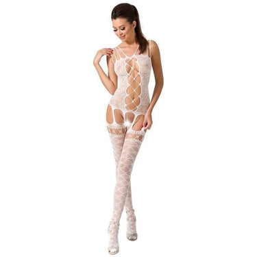 Bodystocking sexy a rete bianco Passion con apertura crothless